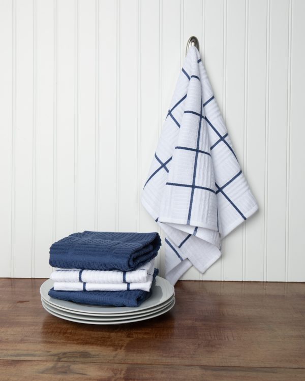 Sticky Toffee Cotton Terry Kitchen Dish Towel, Checked, 4 Pack, 28" x 16"