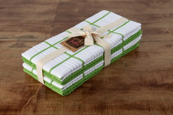 Sticky Toffee Cotton Terry Kitchen Dish Towel, Checked, 4 Pack, 28" x 16"