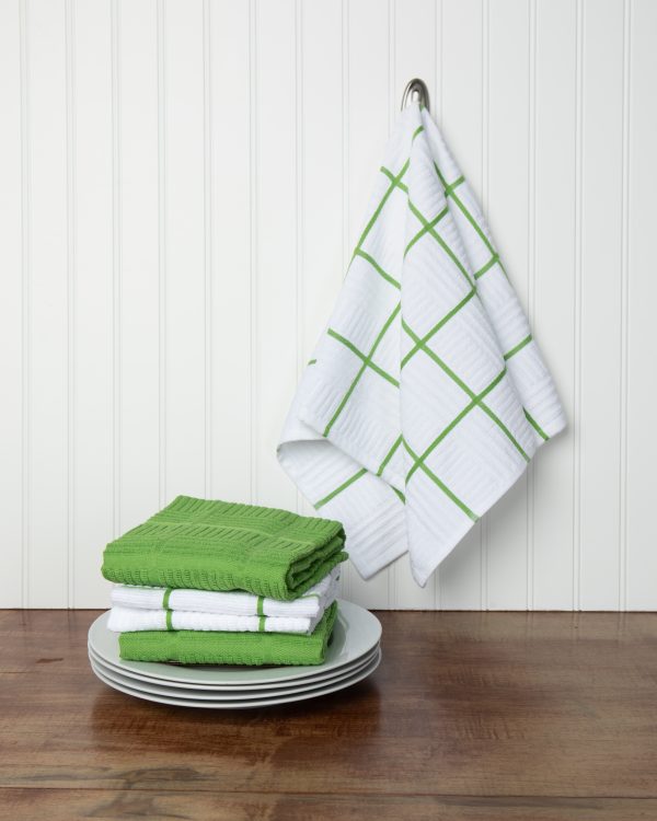 Sticky Toffee Cotton Terry Kitchen Dish Towel, Checked, 4 Pack, 28" x 16"