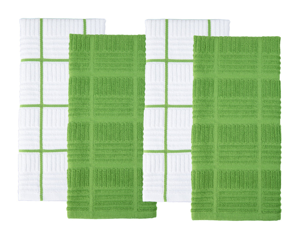 Sticky Toffee Cotton Terry Kitchen Dish Towel, Checked, 4 Pack, 28" x 16"
