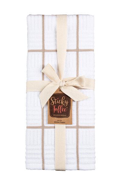 Sticky Toffee Cotton Terry Kitchen Dish Towel, Checked, 4 Pack, 28" x 16"
