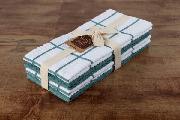 Sticky Toffee Cotton Terry Kitchen Dish Towel, Checked, 4 Pack, 28" x 16"