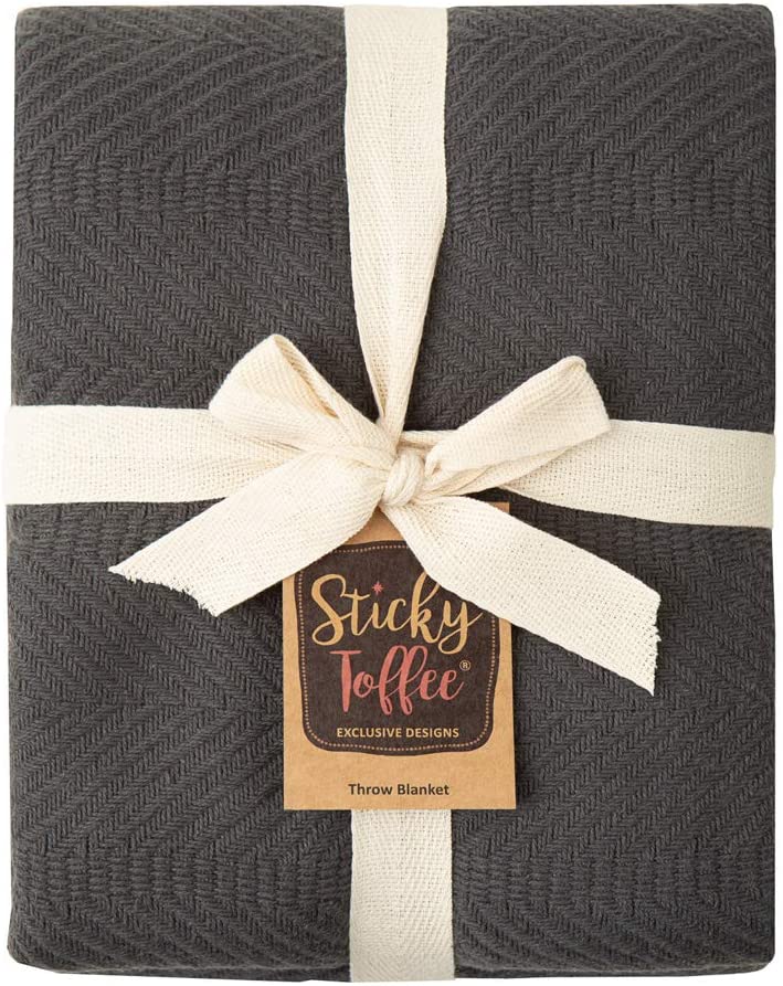 Sticky Toffee Woven Cotton Lightweight Throw Blanket, 60" x 50"