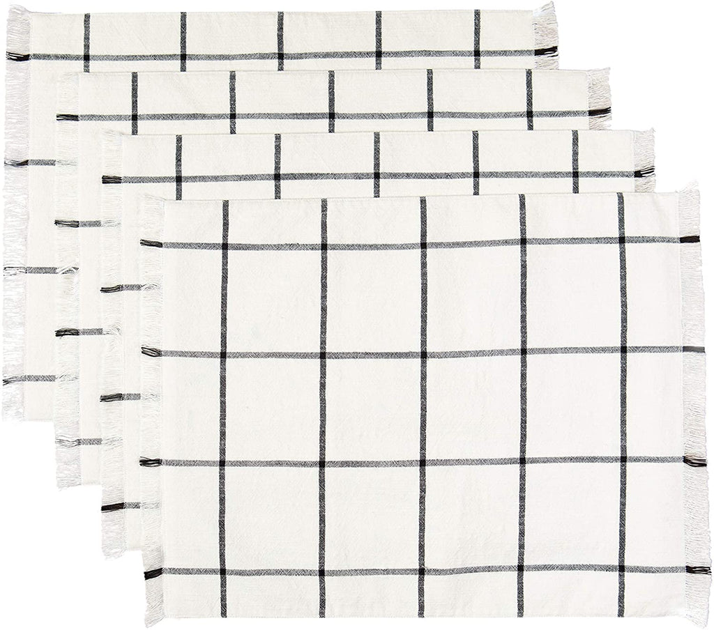 Sticky Toffee Yarn Dyed Farmhouse Plaid Placemat Set, 4 Pack, 14" x 19"