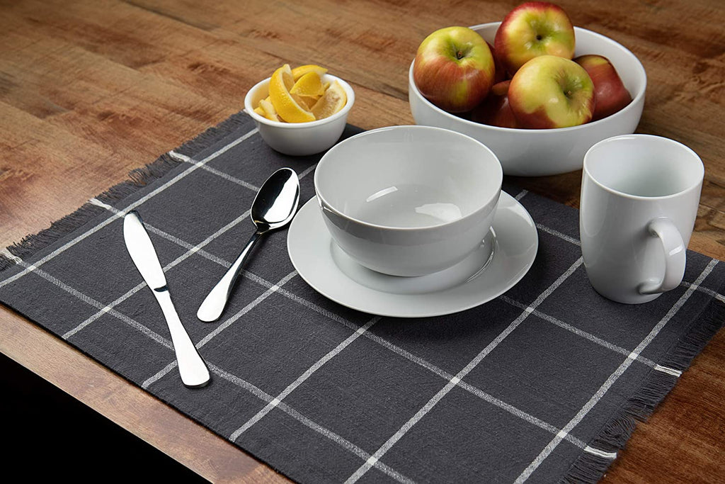 Sticky Toffee Yarn Dyed Farmhouse Plaid Placemat Set, 4 Pack, 14" x 19"