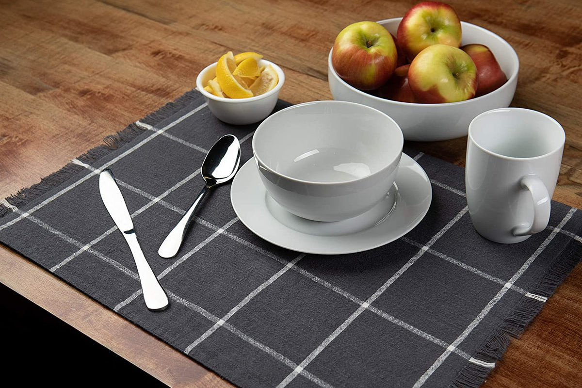 Sticky Toffee Yarn Dyed Farmhouse Plaid Placemat Set, 4 Pack, 14" x 19"