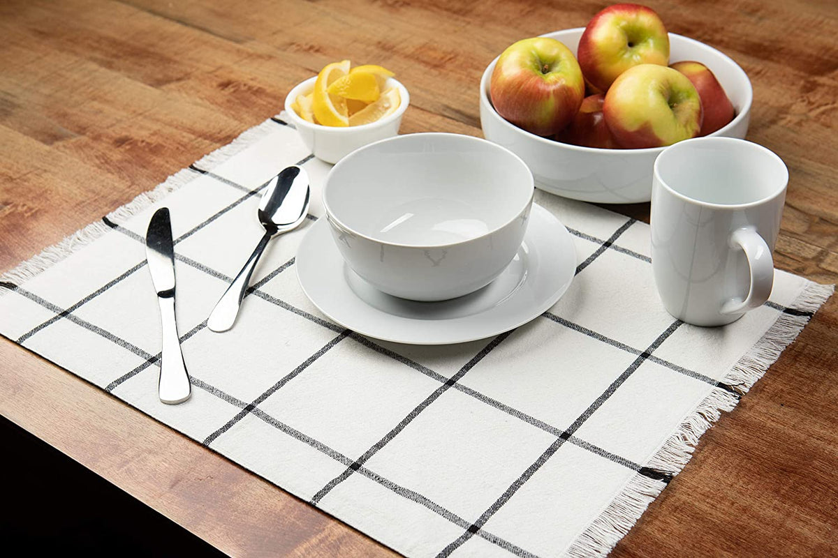 Sticky Toffee Yarn Dyed Farmhouse Plaid Placemat Set, 4 Pack, 14" x 19"