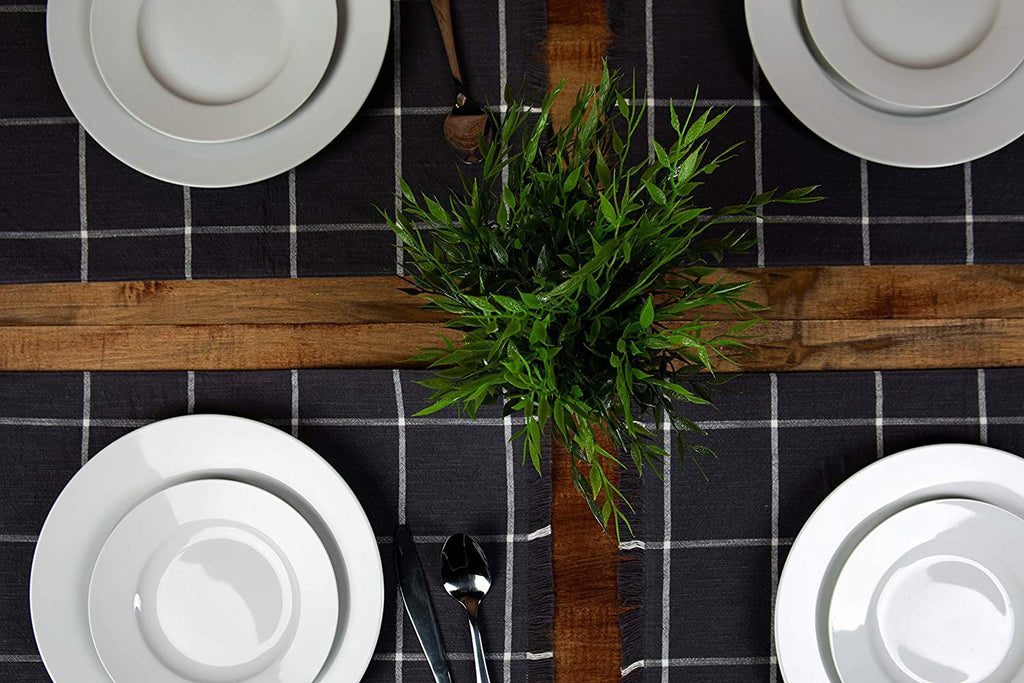 Sticky Toffee Yarn Dyed Farmhouse Plaid Placemat Set, 4 Pack, 14" x 19"