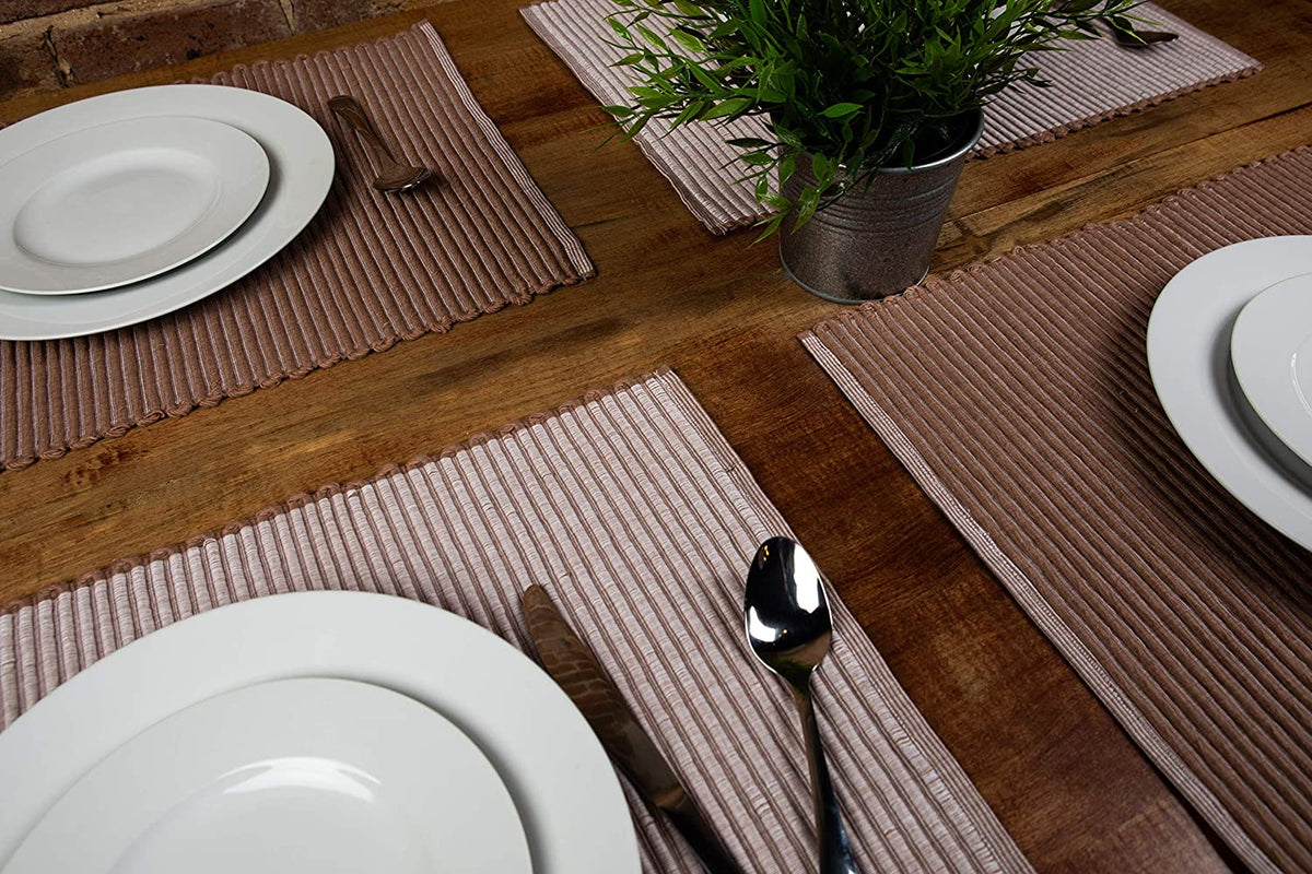 Sticky Toffee Chunky Ribbed Reversible Placemat Set, 4 Pack, 14" x 19"