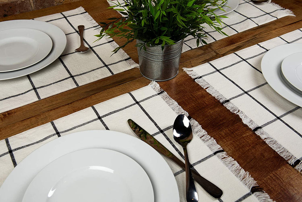Sticky Toffee Yarn Dyed Farmhouse Plaid Placemat Set, 4 Pack, 14" x 19"