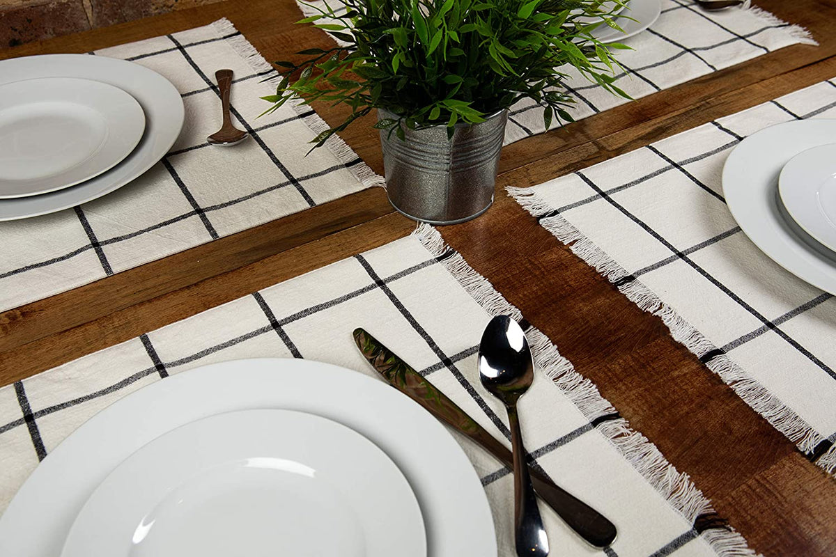 Sticky Toffee Yarn Dyed Farmhouse Plaid Placemat Set, 4 Pack, 14" x 19"