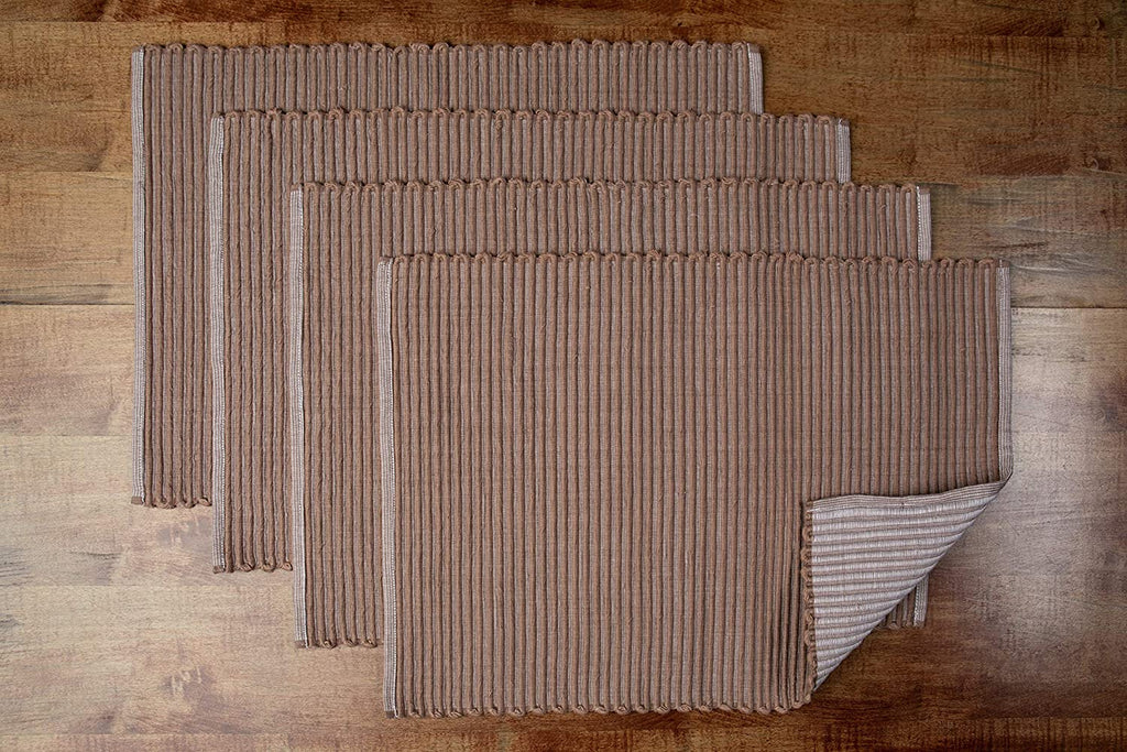 Sticky Toffee Chunky Ribbed Reversible Placemat Set, 4 Pack, 14" x 19"