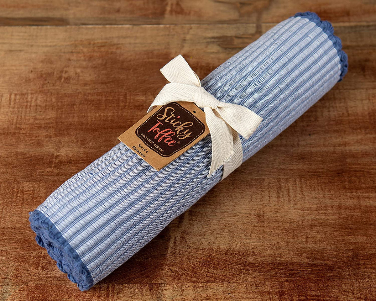Sticky Toffee Chunky Ribbed Reversible Placemat Set, 4 Pack, 14" x 19"