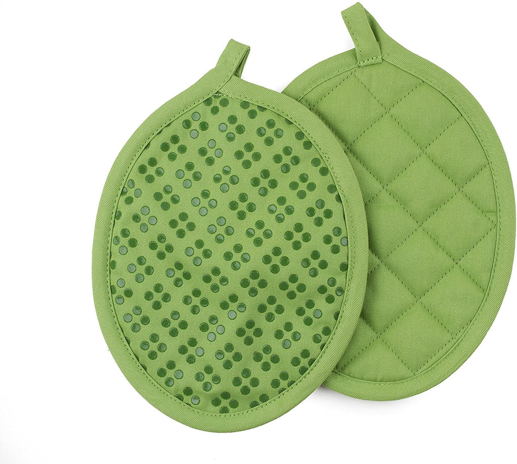 Sticky Toffee Silicone Printed Oven Mitt & Pot Holder, Cotton Terry Kitchen Dish Towel & Dishcloth, 9 Piece Set
