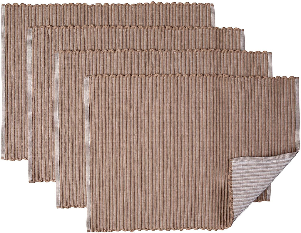 Sticky Toffee Chunky Ribbed Reversible Placemat Set, 4 Pack, 14" x 19"