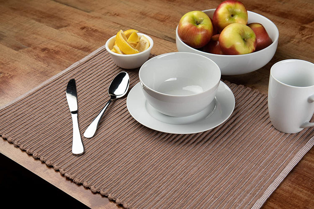 Sticky Toffee Chunky Ribbed Reversible Placemat Set, 4 Pack, 14" x 19"
