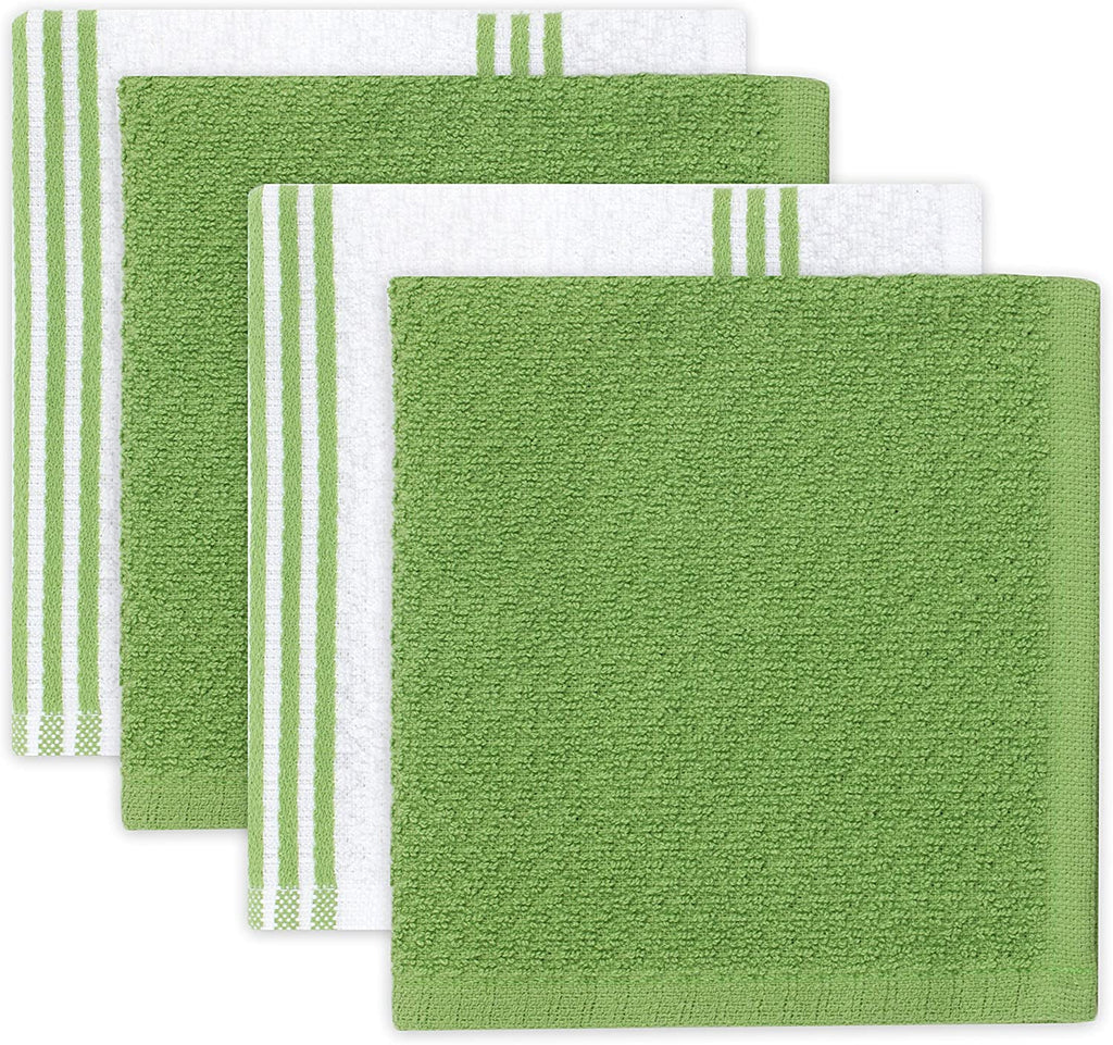 Sticky Toffee Silicone Printed Oven Mitt & Pot Holder, Cotton Terry Kitchen Dish Towel & Dishcloth, 9 Piece Set