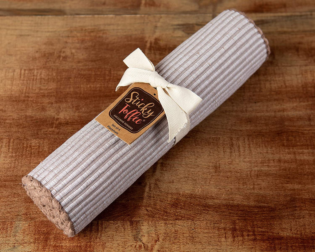 Sticky Toffee Chunky Ribbed Reversible Placemat Set, 4 Pack, 14" x 19"