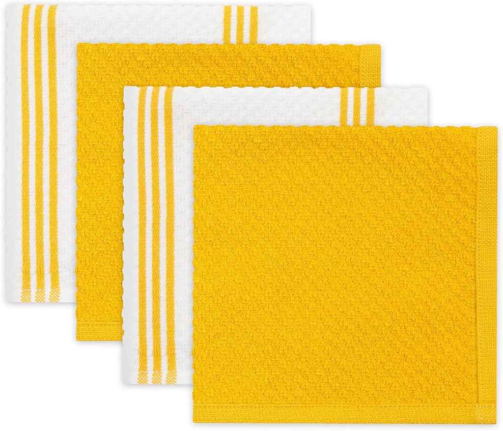 Sticky Toffee Silicone Printed Oven Mitt & Pot Holder, Cotton Terry Kitchen Dish Towel & Dishcloth, 9 Piece Set