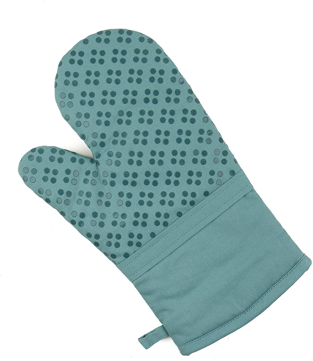 Sticky Toffee Silicone Printed Oven Mitt & Pot Holder, Cotton Terry Kitchen Dish Towel & Dishcloth, 9 Piece Set