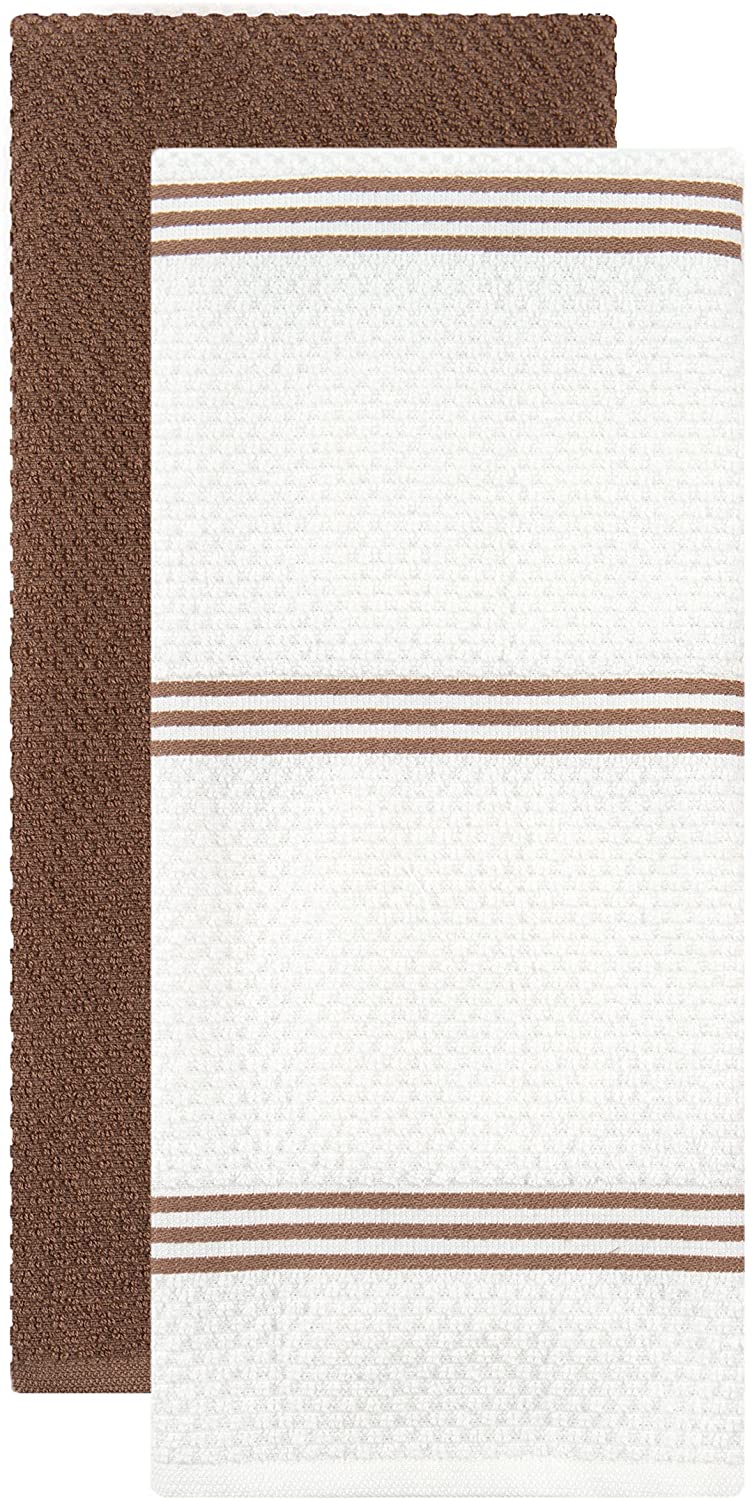 Sticky Toffee Silicone Printed Oven Mitt & Pot Holder, Cotton Terry Kitchen Dish Towel & Dishcloth, 9 Piece Set