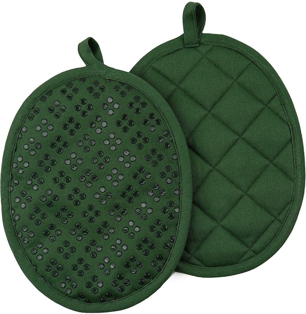 Sticky Toffee Silicone Printed Oven Mitt & Pot Holder, Cotton Terry Kitchen Dish Towel & Dishcloth, 9 Piece Set