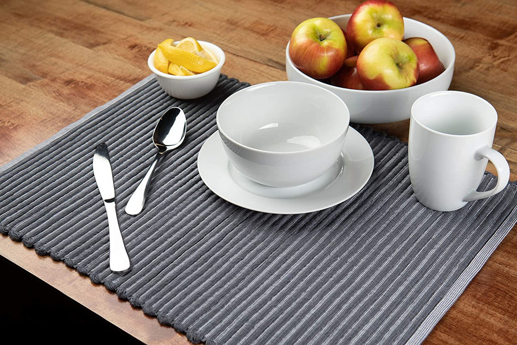 Sticky Toffee Chunky Ribbed Reversible Placemat Set, 4 Pack, 14" x 19"