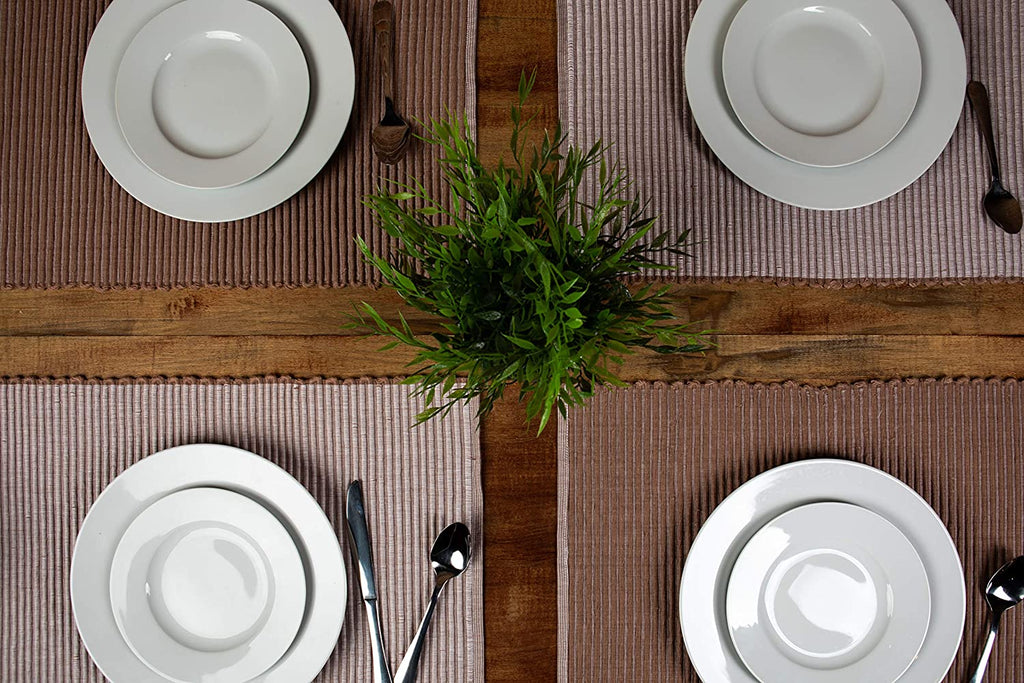 Sticky Toffee Chunky Ribbed Reversible Placemat Set, 4 Pack, 14" x 19"