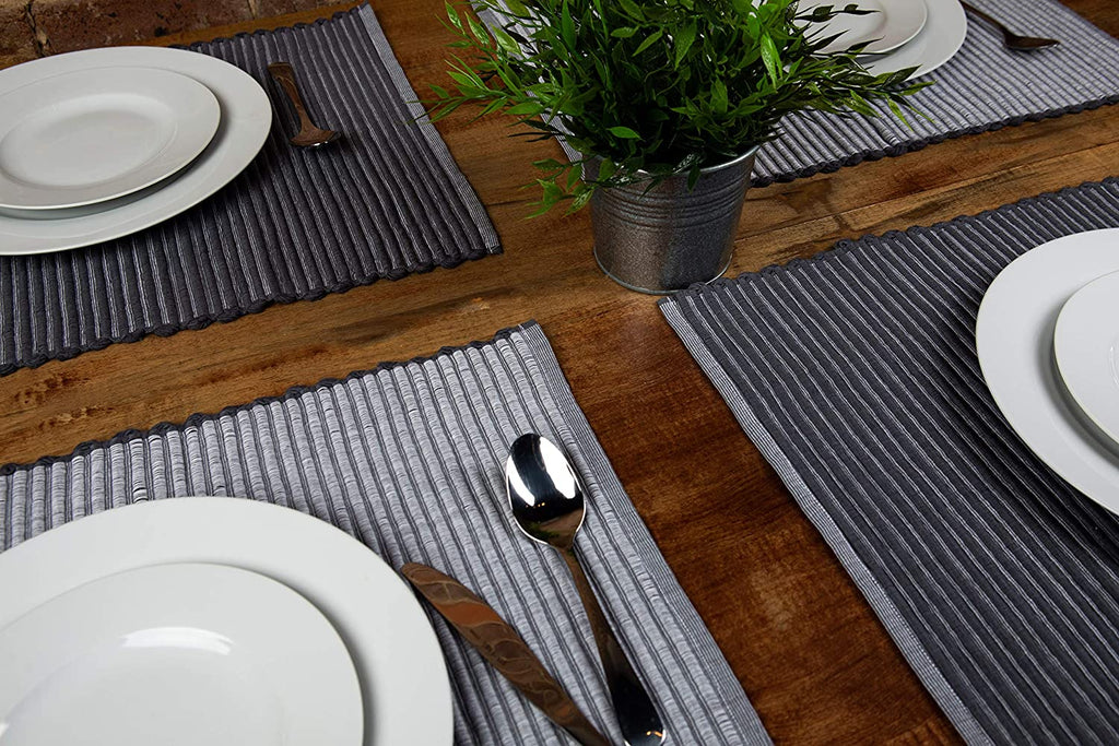 Sticky Toffee Chunky Ribbed Reversible Placemat Set, 4 Pack, 14" x 19"