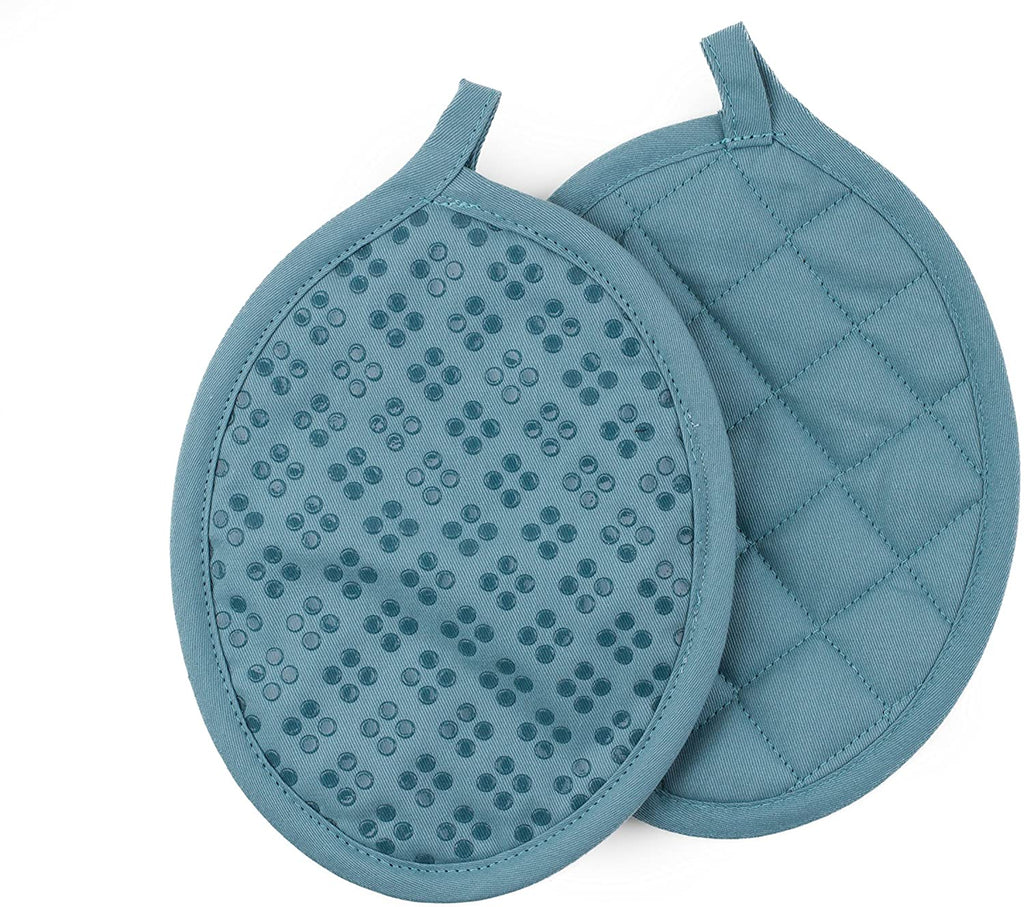 Sticky Toffee Silicone Printed Oven Mitt & Pot Holder, Cotton Terry Kitchen Dish Towel & Dishcloth, 9 Piece Set