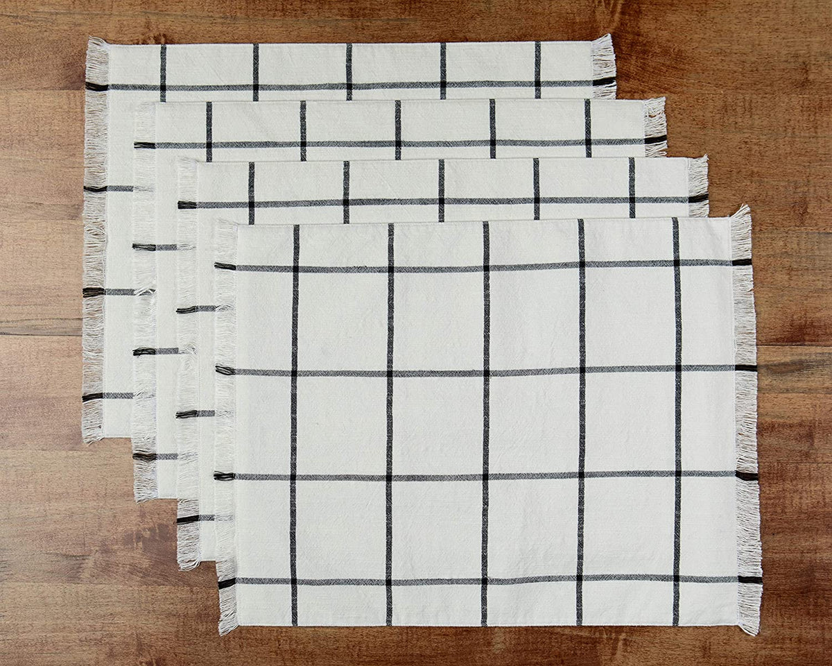 Sticky Toffee Yarn Dyed Farmhouse Plaid Placemat Set, 4 Pack, 14" x 19"
