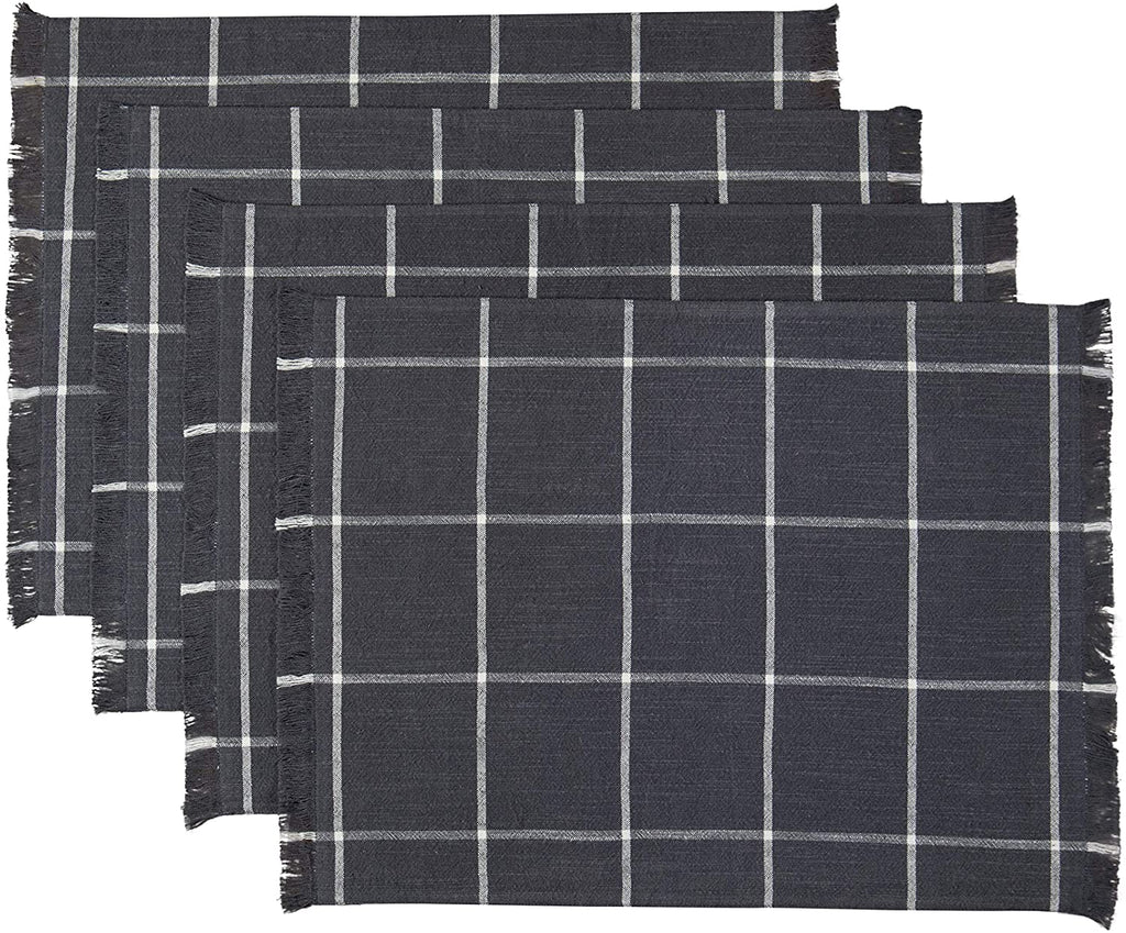 Sticky Toffee Yarn Dyed Farmhouse Plaid Placemat Set, 4 Pack, 14" x 19"