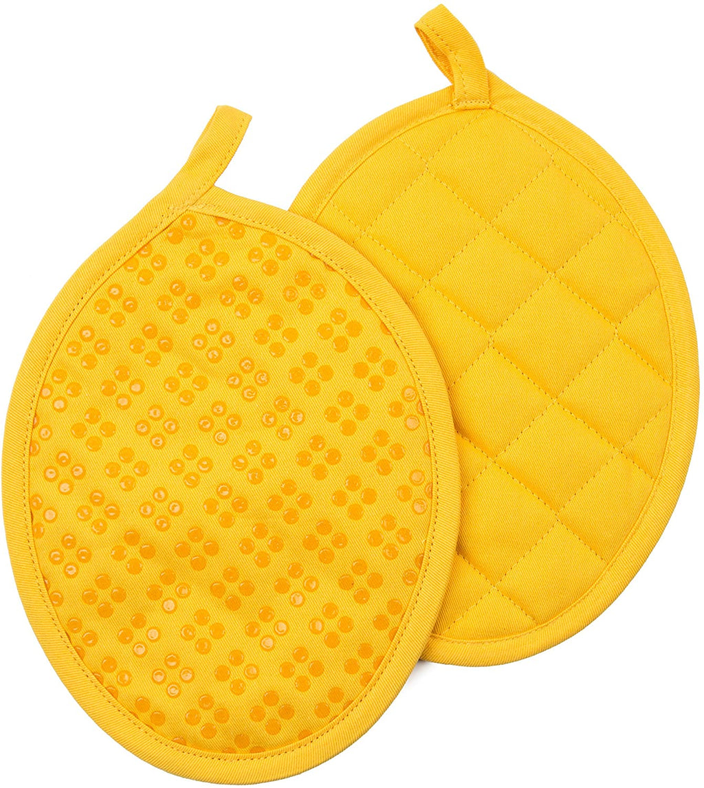 Sticky Toffee Silicone Printed Oven Mitt & Pot Holder, Cotton Terry Kitchen Dish Towel & Dishcloth, 9 Piece Set