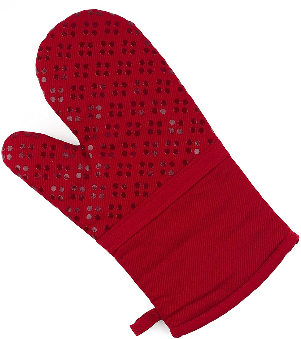 Sticky Toffee Silicone Printed Oven Mitt & Pot Holder, Cotton Terry Kitchen Dish Towel & Dishcloth, 9 Piece Set