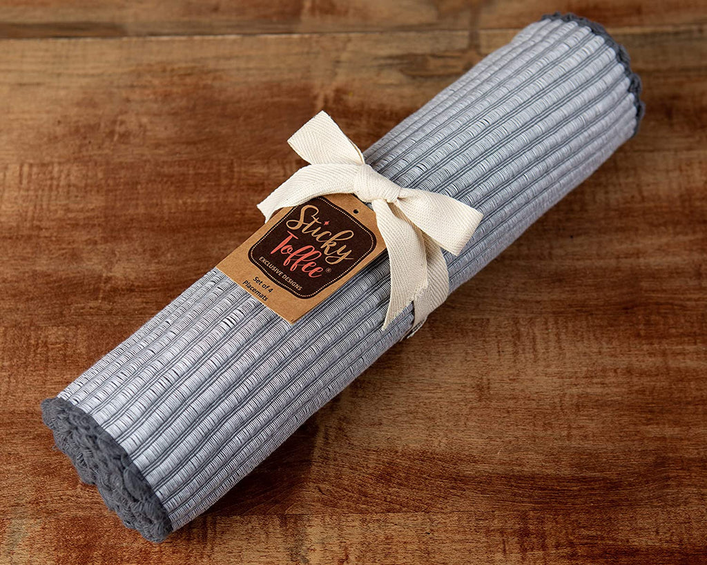 Sticky Toffee Chunky Ribbed Reversible Placemat Set, 4 Pack, 14" x 19"