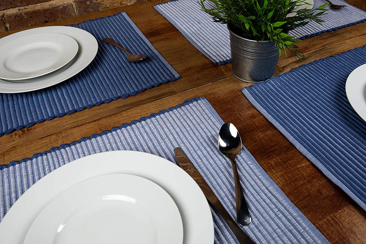 Sticky Toffee Chunky Ribbed Reversible Placemat Set, 4 Pack, 14" x 19"