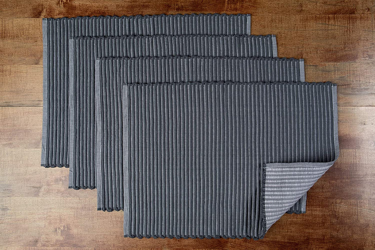 Sticky Toffee Chunky Ribbed Reversible Placemat Set, 4 Pack, 14" x 19"