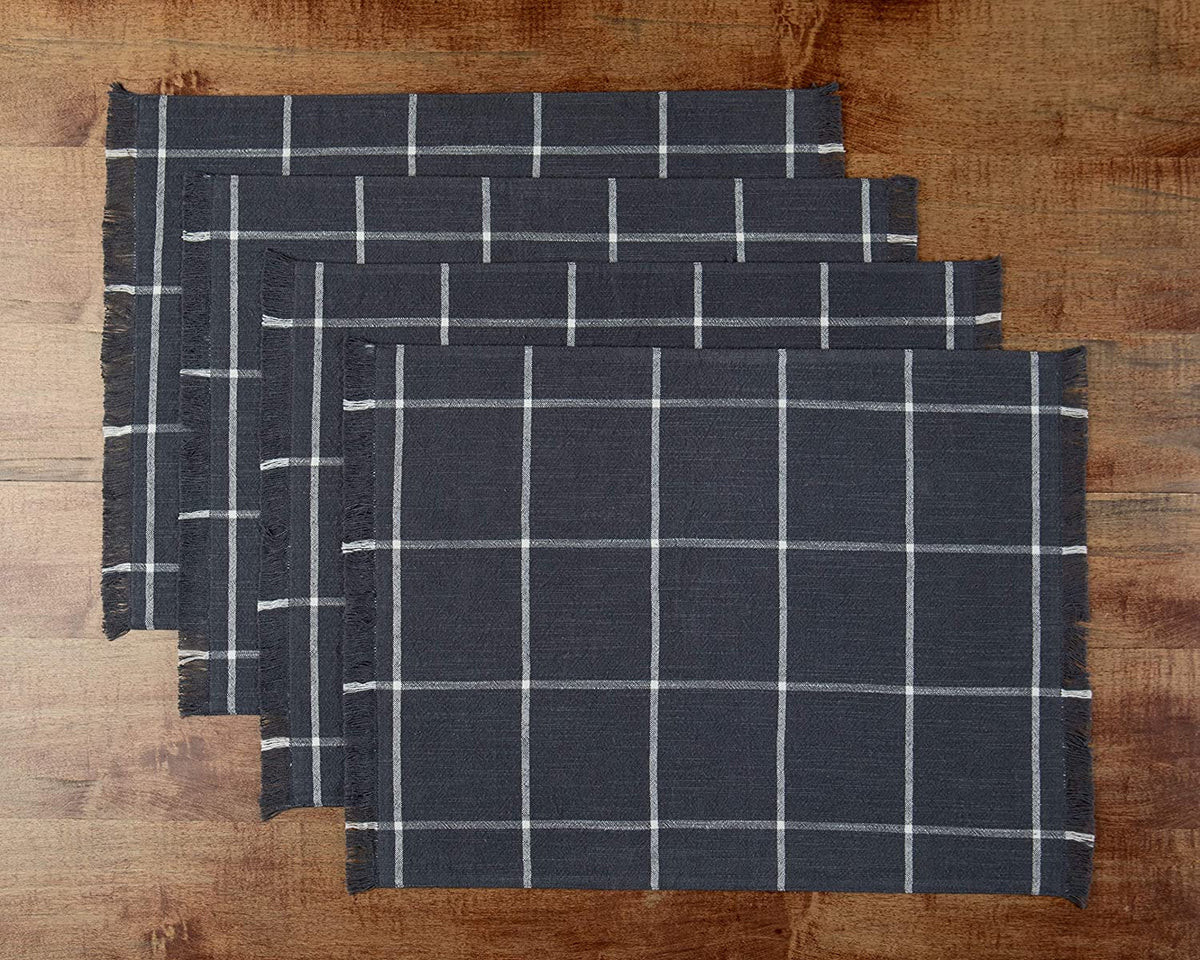 Sticky Toffee Yarn Dyed Farmhouse Plaid Placemat Set, 4 Pack, 14" x 19"