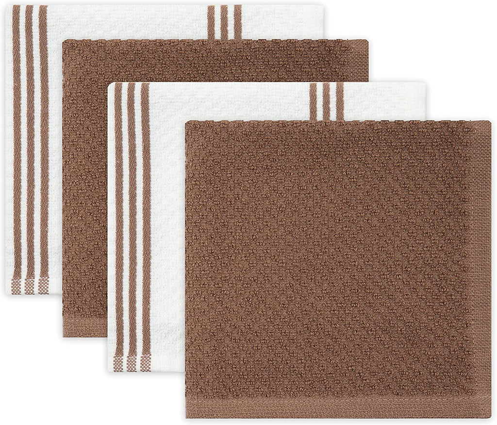 Sticky Toffee Silicone Printed Oven Mitt & Pot Holder, Cotton Terry Kitchen Dish Towel & Dishcloth, 9 Piece Set