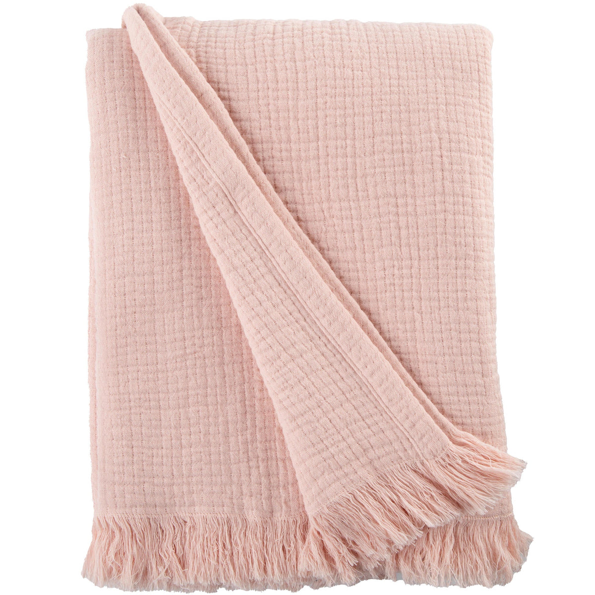 Sticky Toffee Cotton Muslin Throw Blanket with Fringe, 60" x 50"