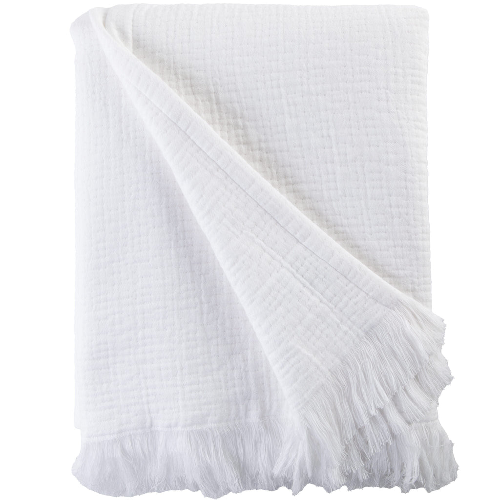 Sticky Toffee Cotton Muslin Throw Blanket with Fringe, 60" x 50"