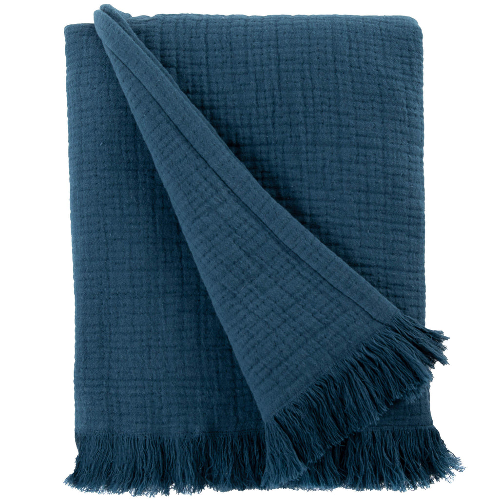 Sticky Toffee Cotton Muslin Throw Blanket with Fringe, 60" x 50"