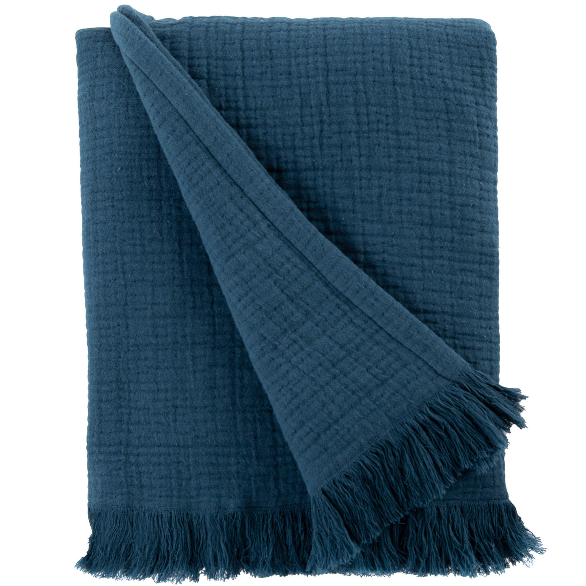Sticky Toffee Cotton Muslin Throw Blanket with Fringe, 60" x 50"