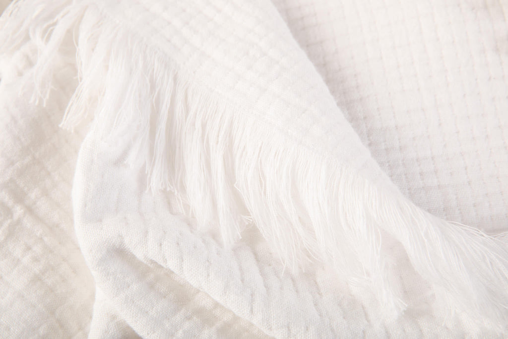 Sticky Toffee Cotton Muslin Throw Blanket with Fringe, 60" x 50"