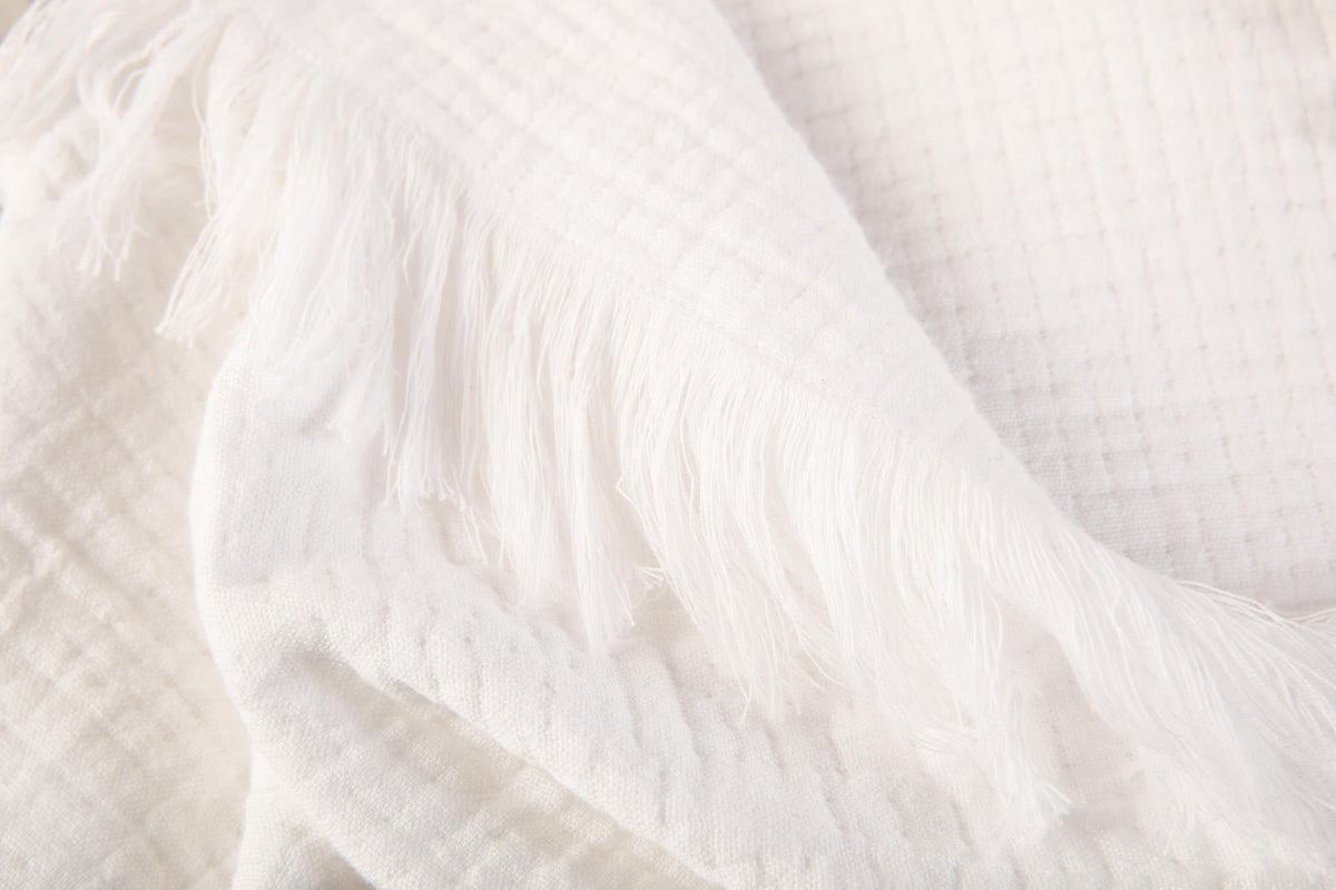Sticky Toffee Cotton Muslin Throw Blanket with Fringe, 60" x 50"