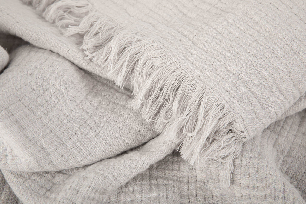 Sticky Toffee Cotton Muslin Throw Blanket with Fringe, 60" x 50"