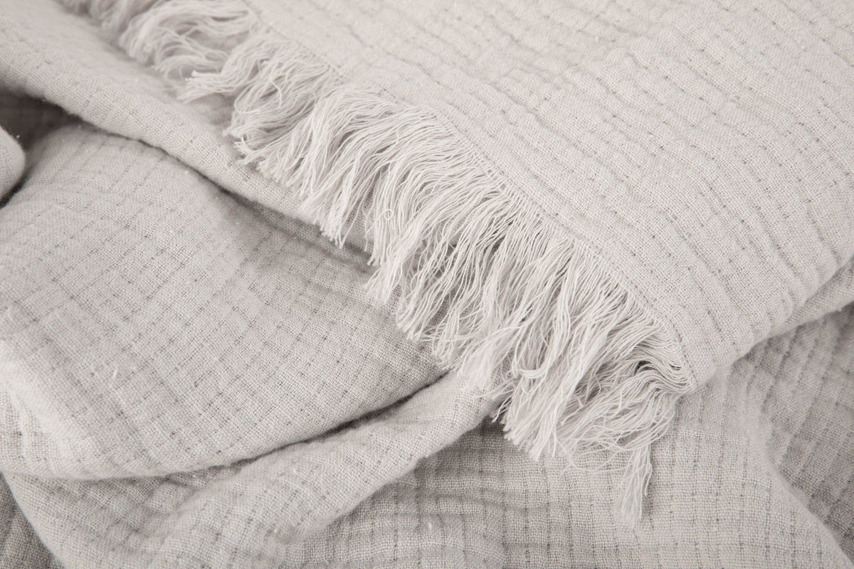 Sticky Toffee Cotton Muslin Throw Blanket with Fringe, 60" x 50"