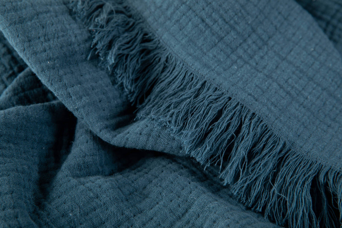 Sticky Toffee Cotton Muslin Throw Blanket with Fringe, 60" x 50"