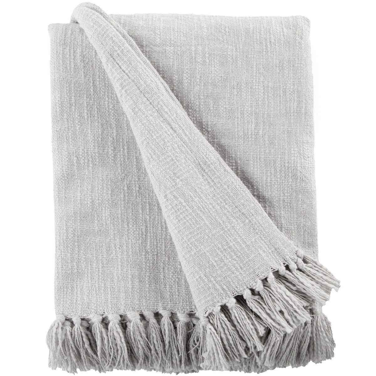 Sticky Toffee Woven Cotton Slub Throw Blanket with Fringe, 50" x 60"