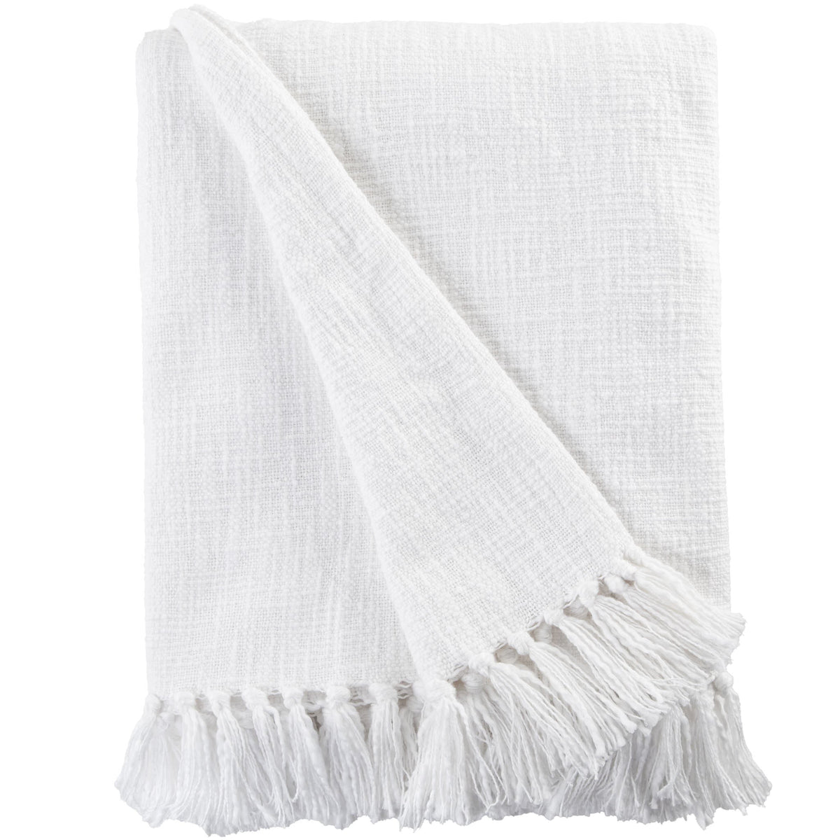Sticky Toffee Woven Cotton Slub Throw Blanket with Fringe, 50" x 60"